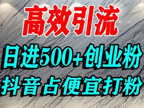 怎么打创业粉?抖音利用占便宜心理引流创业粉,单人日引500+精准流量-网赚项目平台