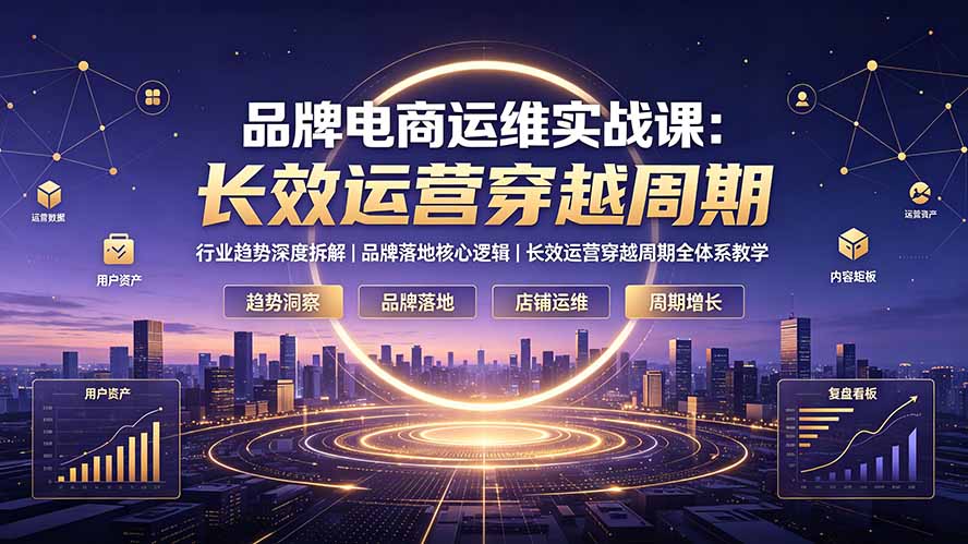 品牌电商运维实战课：行业趋势深度拆解｜品牌落地核心逻辑｜长效运营穿越周期全体系教学-网赚项目平台