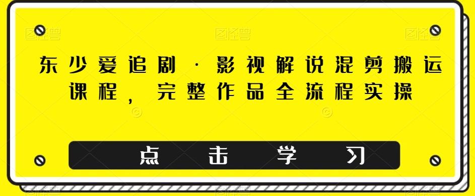 东少爱追剧·影视解说混剪搬运课程，完整作品全流程实操-网赚项目平台