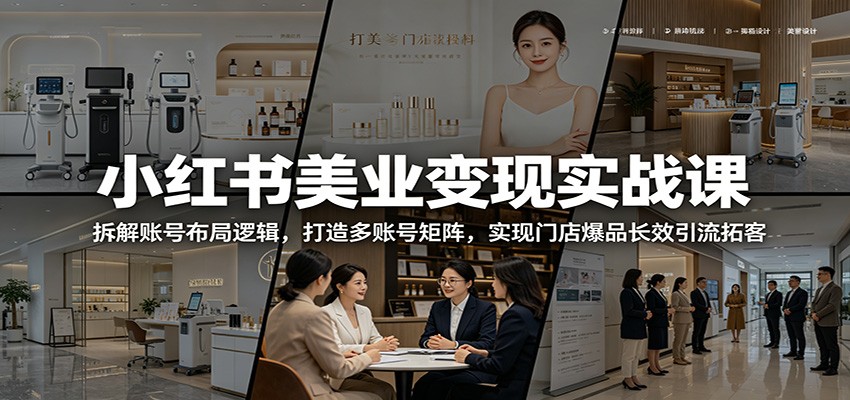 小红书美业变现实战课：拆解账号布局逻辑，打造多账号矩阵，实现门店爆品长效引流拓客-网赚项目平台