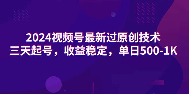 (9505期)2024视频号最新过原创技术，三天起号，收益稳定，单日500-1K-网赚项目平台