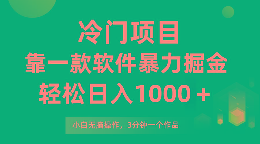 (9791期)冷门项目，靠一款软件暴力掘金日入1000＋，小白轻松上手第二天见收益-网赚项目平台