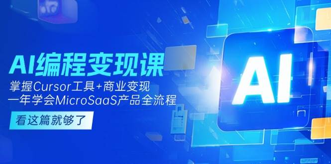 AI编程变现课：掌握Cursor工具+商业变现，一年学会MicroSaaS产品全流程-网赚项目平台