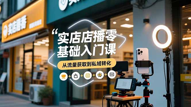 实体店播零基础入门课,实体店+短视频+直播+微信生态+私域社群,从流量获取到私域转化-网赚项目平台