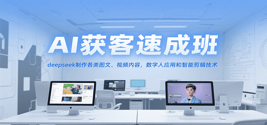 AI获客速成班，deepseek制作各类图文、视频内容，数字人应用和智能剪辑技术-网赚项目平台