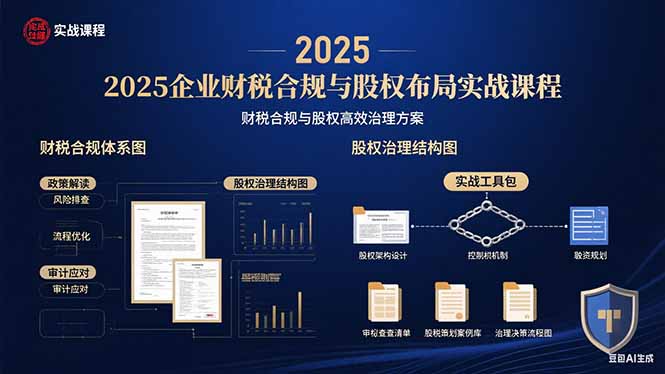 2025企业财税合规与股权布局的实战课程：财税合规与股权高效治理方案-网赚项目平台