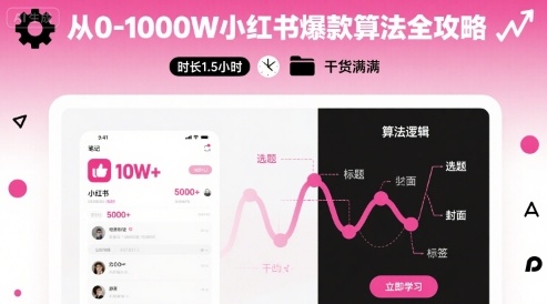 从0-1000W小红书爆款算法全攻略，时长1.5小时，干货满满-网赚项目平台