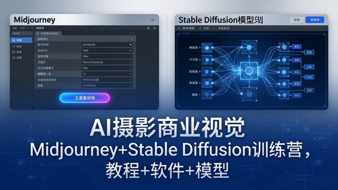 AI摄影商业视觉Midjourney+Stable Diffusion训练营，教程+软件+模型-网赚项目平台