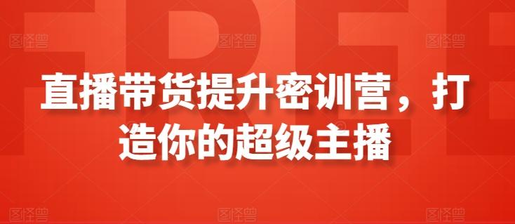 直播带货提升密训营，打造你的超级主播-网赚项目平台