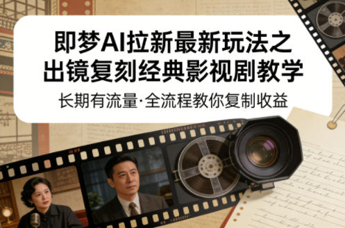 即梦AI拉新最新玩法之出镜复刻经典影视剧教学，长期有流量，全流程教你复制收益-网赚项目平台