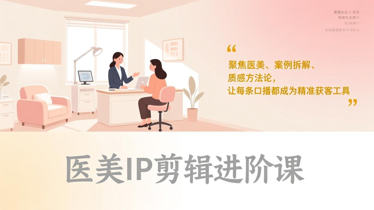 医美IP剪辑进阶课，聚焦医美、案例拆解、质感方法论，让每条口播都成为精准获客工具-网赚项目平台