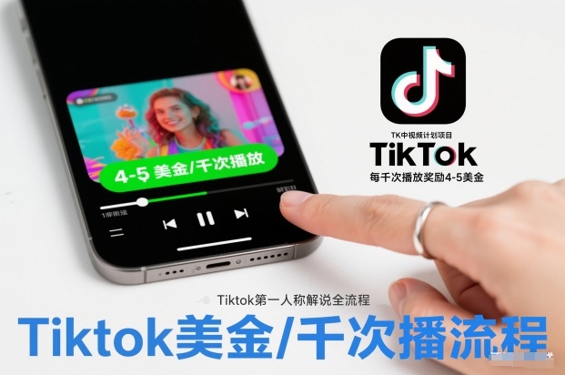 TK中视频计划项目,Tiktok第一人称解说流程,每干次播放奖励4-5美金-网赚项目平台