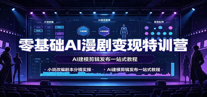 零基础AI漫剧变现特训营：小说改编剧本分镜实操，AI建模剪辑发布一站式教程-网赚项目平台