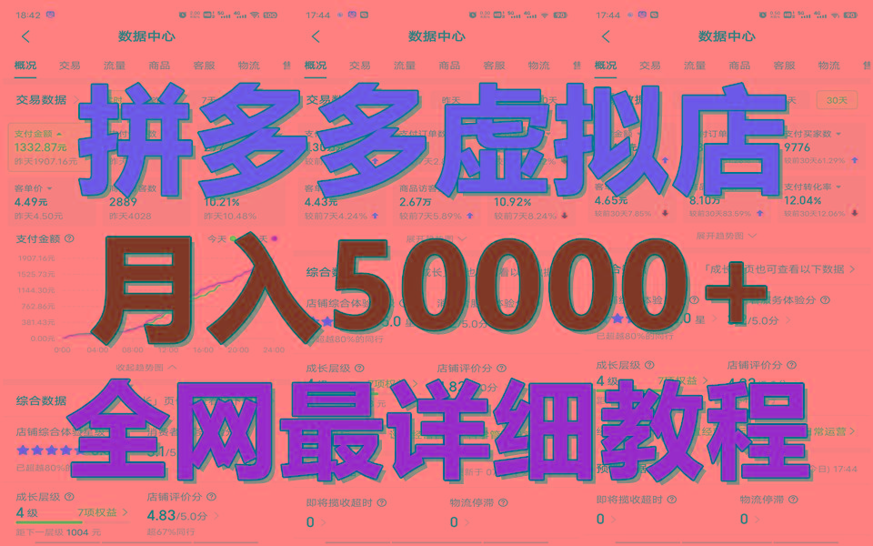 拼多多虚拟电商训练营月入50000+你也行，暴利稳定长久，副业首选-网赚项目平台