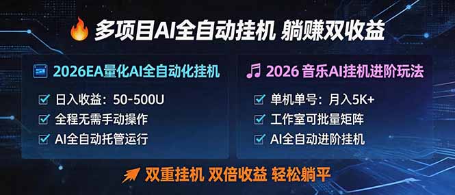 多项目AI自动挂机玩法：双重挂机，双倍收益，轻松躺平-网赚项目平台