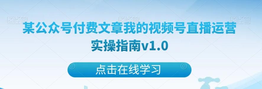 某公众号付费文章我的视频号直播运营实操指南v1.0-网赚项目平台