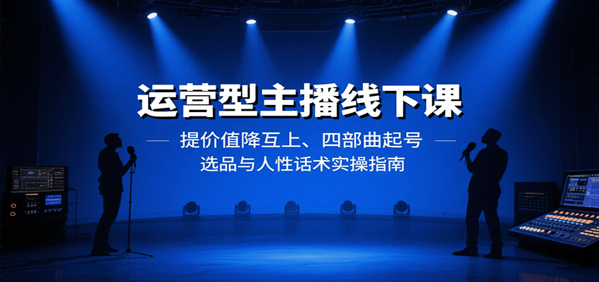 运营型主播线下课：提价值降互上、四部曲起号、选品与人性话术实操指南-网赚项目平台