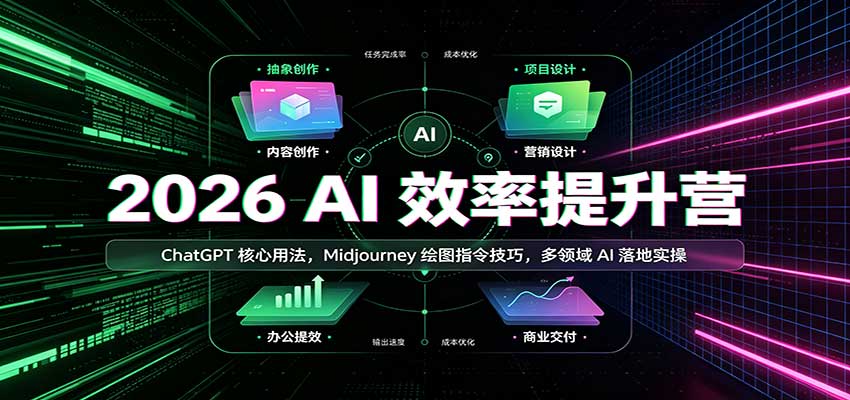 2026 AI效率提升营：ChatGPT核心用法，Midjourney绘图指令技巧，多领域AI落地实操-网赚项目平台