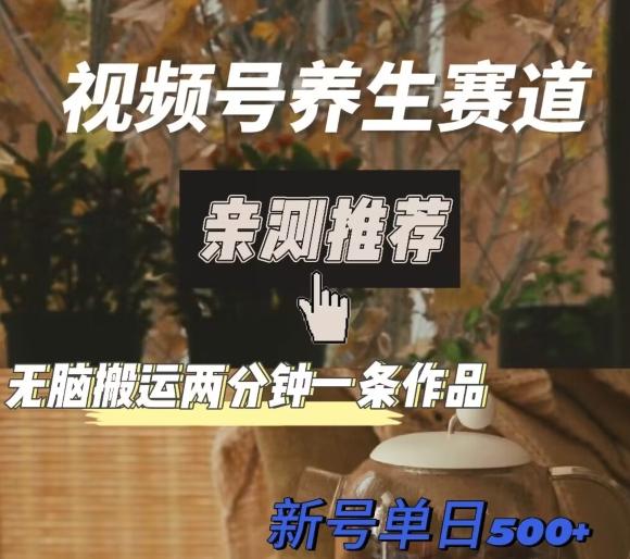 视频号养生赛道暴力掘金，无脑搬运，两分钟一条作品-新日单入500+-网赚项目平台