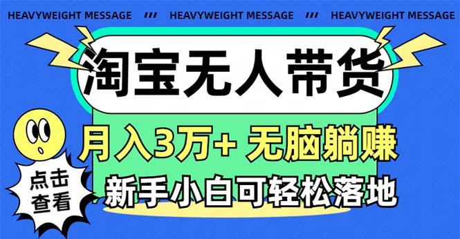 淘宝无人带货3.0高收益玩法，月入3万+，无脑躺赚，新手小白可落地实操-网赚项目平台