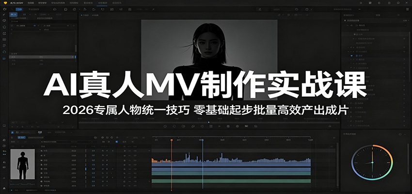 AI真人MV制作实战课：2026专属人物统一技巧，零基础起步批量高效产出成片-网赚项目平台