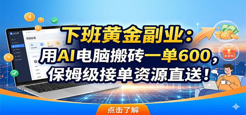 下班黄金副业:用AI电脑搬砖一单600,保姆级接单资源直送!-网赚项目平台