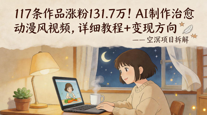 117条作品涨粉131.7W！AI制作治愈动漫风视频，详细教程+变现方向-网赚项目平台