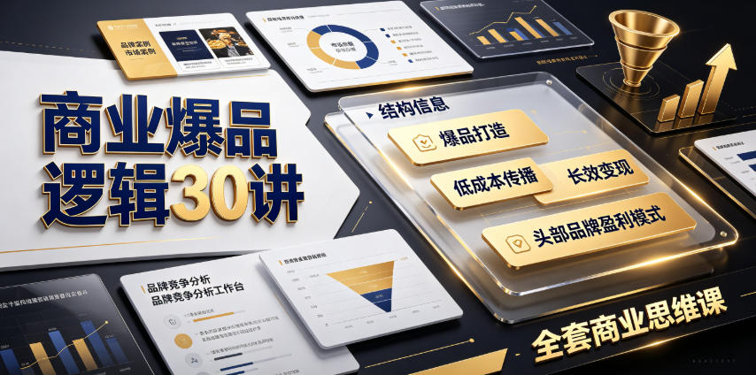 商业爆品逻辑30讲|拆解各行各业头部品牌盈利模式,吃透爆品打造、低成本传播、长效变现全套商业思维课-网赚项目平台
