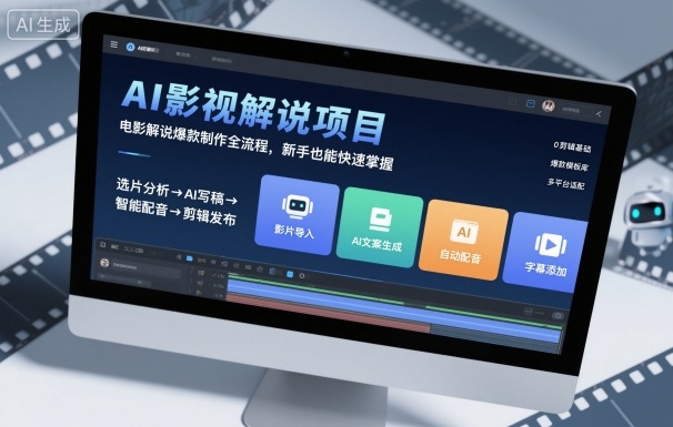 AI影视解说项目，电影解说爆款制作全流程，新手也能快速掌握-网赚项目平台