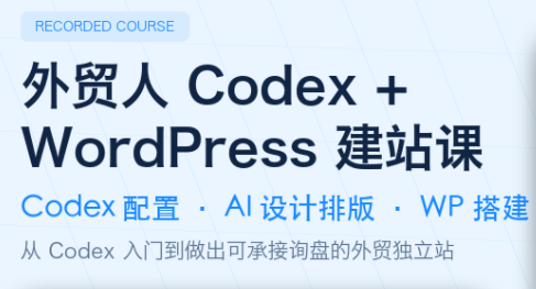 外贸人Codex + WordPress建站课-网赚项目平台