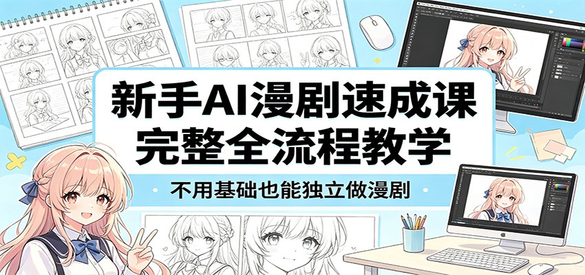 新手AI漫剧速成课：完整全流程教学，不用基础也能独立做漫剧-网赚项目平台
