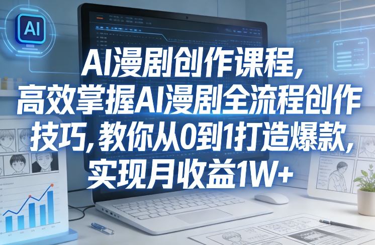 某社群AI漫剧创作课程，高效掌握AI漫剧全流程创作技巧，教你从0到1打造爆款，实现月收益1W+-网赚项目平台