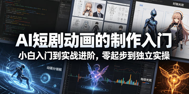 AI短剧动画的制作入门，小白入门到实战进阶，零起步到独立实操-网赚项目平台