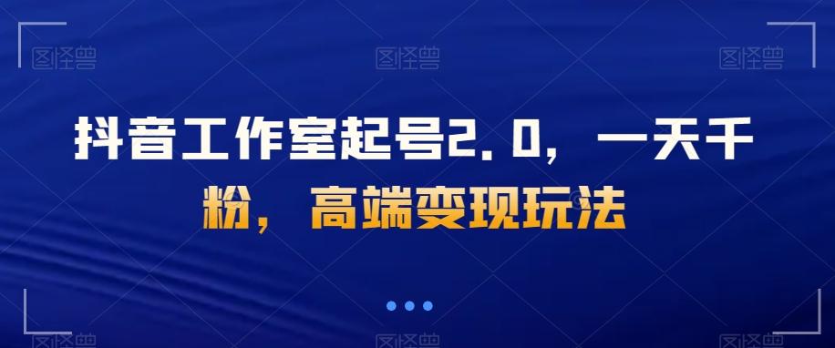 抖音工作室起号2.0，一天千粉，高端变现玩法【揭秘】-网赚项目平台