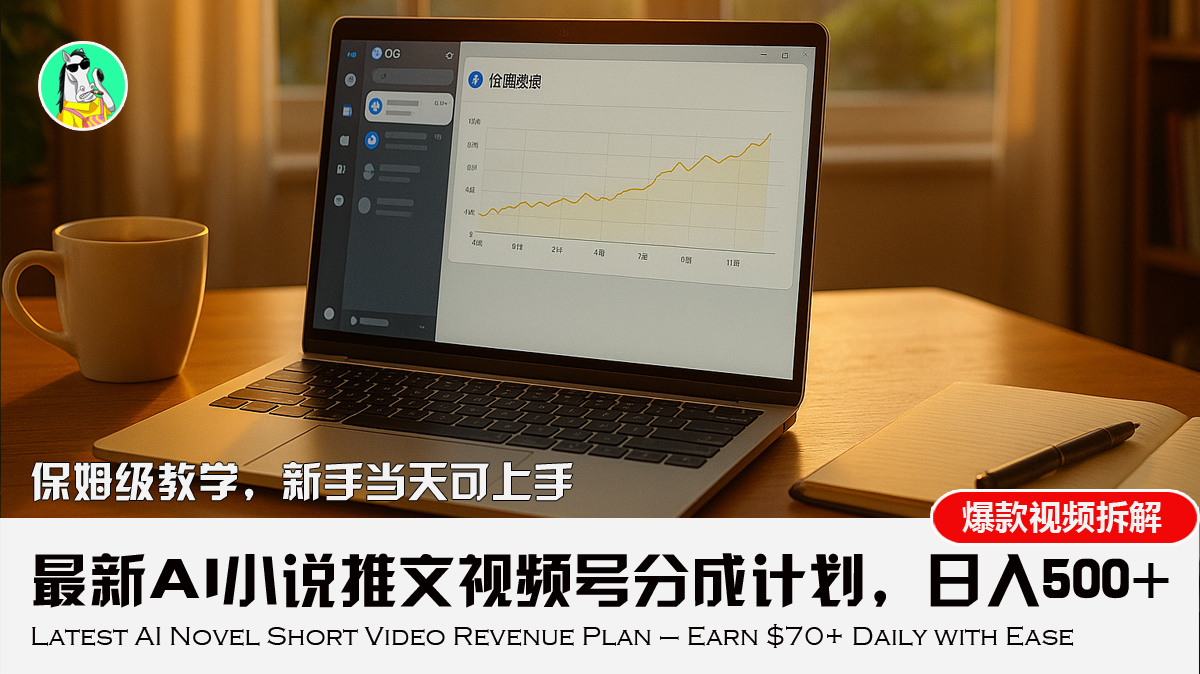 最新AI小说推文视频号分成计划，新手小白也能当天日入500+教程-网赚项目平台