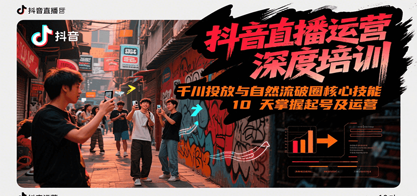抖音直播运营深度培训，千川投放与自然流核心技能，10天掌握起号及运营(6-7月新课)-网赚项目平台