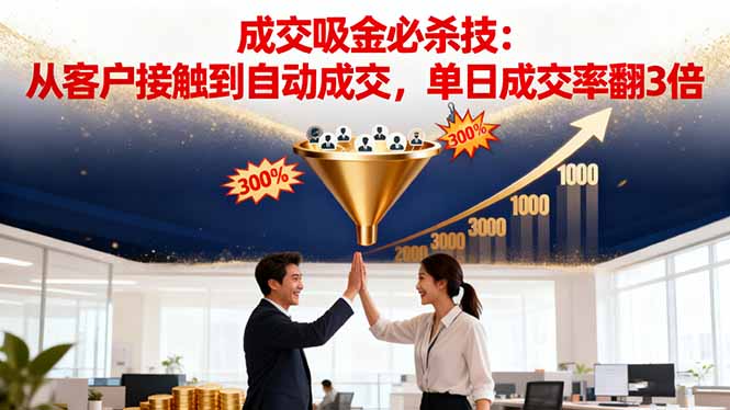 吸金成交营销必杀技:从客户接触到自动成交,单日成交率翻3倍-网赚项目平台