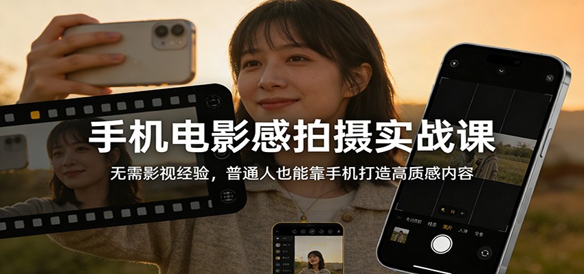 手机电影感拍摄实战课：无需影视经验，普通人也能靠手机打造高质感内容-网赚项目平台