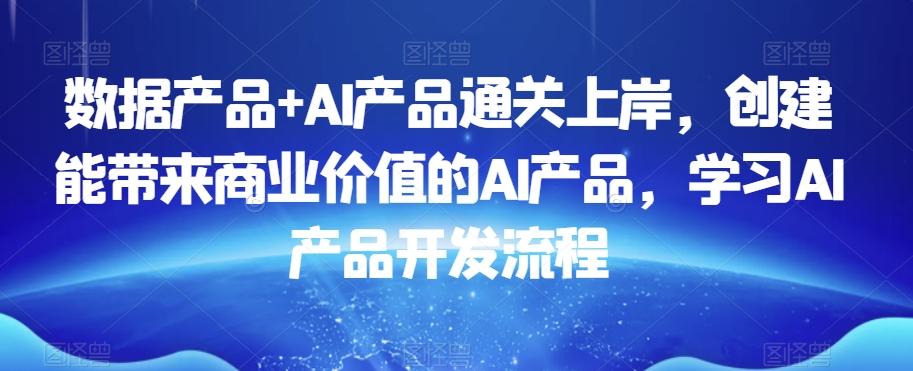 数据产品+AI产品通关上岸，创建能带来商业价值的AI产品，学习AI产品开发流程-网赚项目平台