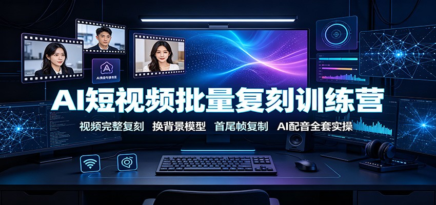 AI短视频批量复刻训练营:视频完整复刻,换背景模型、首尾帧复制、AI配音全套实操-网赚项目平台