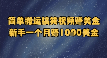 简单搬运搞笑视频挣美金，新手一个月入1k美金-网赚项目平台