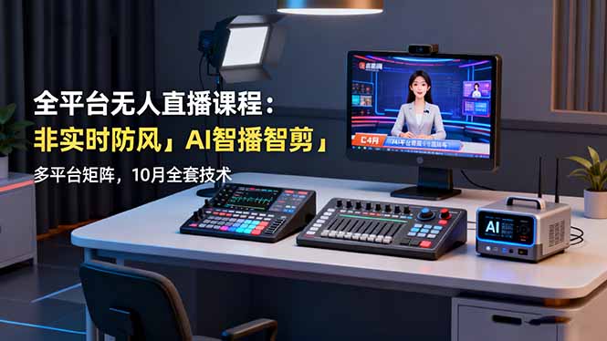 全平台无人直播课程：非实时防风＋AI智播智剪＋多平台矩阵，10月全套技术-网赚项目平台