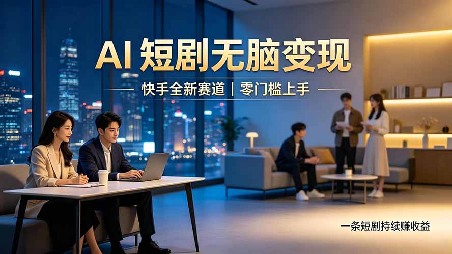 别乱找副业了，快手 AI 短剧零门槛长久被动增收-网赚项目平台
